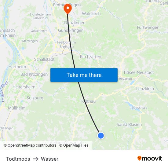 Todtmoos to Wasser map