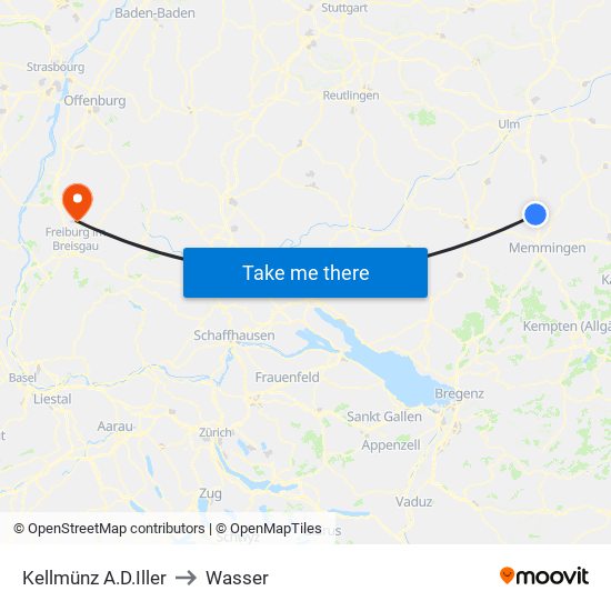 Kellmünz A.D.Iller to Wasser map