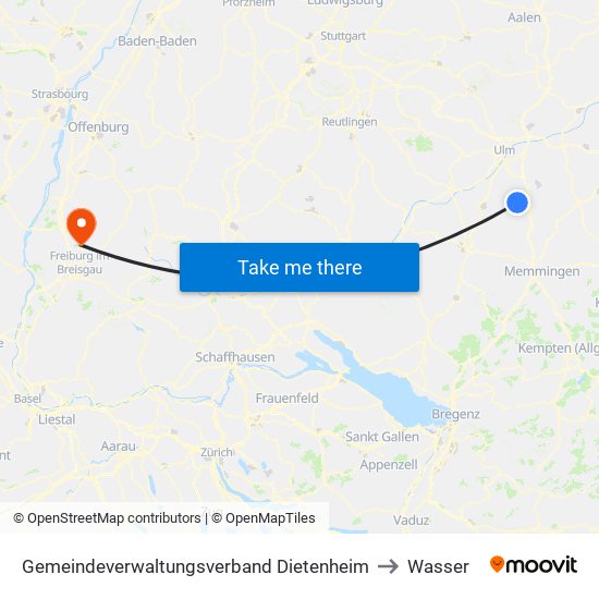 Gemeindeverwaltungsverband Dietenheim to Wasser map