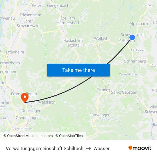 Verwaltungsgemeinschaft Schiltach to Wasser map