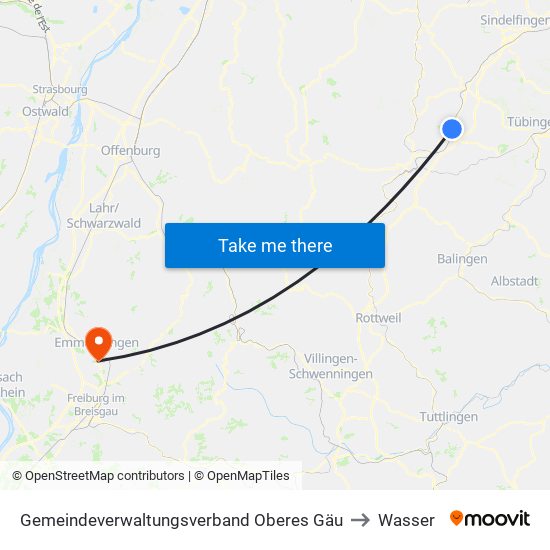 Gemeindeverwaltungsverband Oberes Gäu to Wasser map