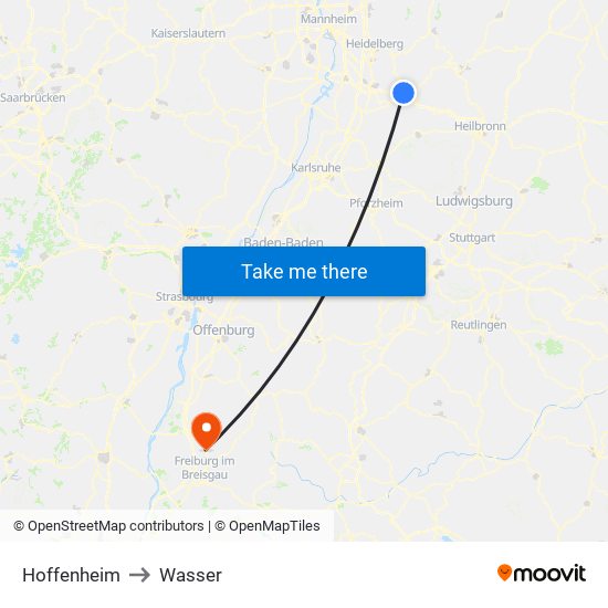 Hoffenheim to Wasser map