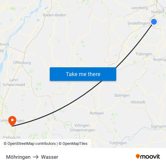 Möhringen to Wasser map