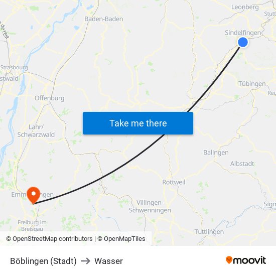 Böblingen (Stadt) to Wasser map