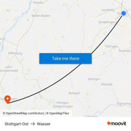 Stuttgart-Ost to Wasser map