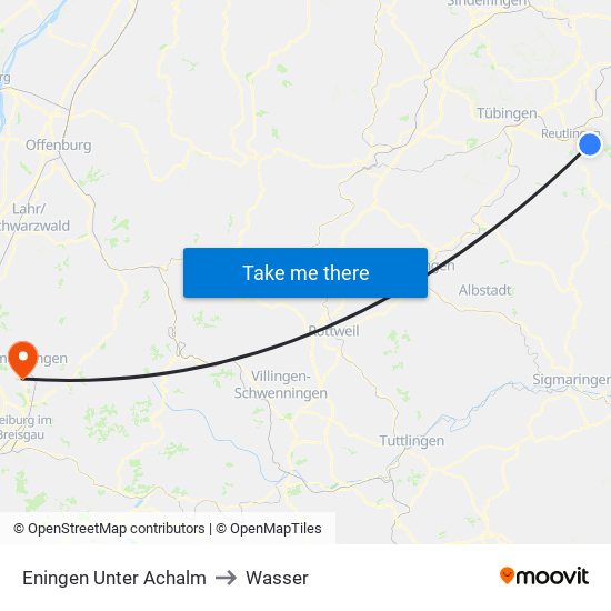 Eningen Unter Achalm to Wasser map