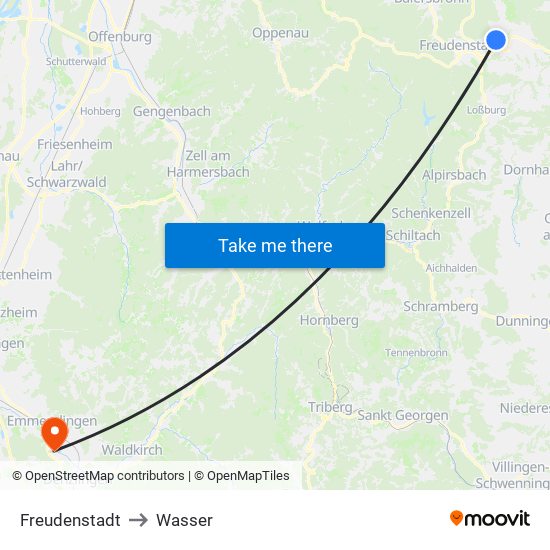 Freudenstadt to Wasser map