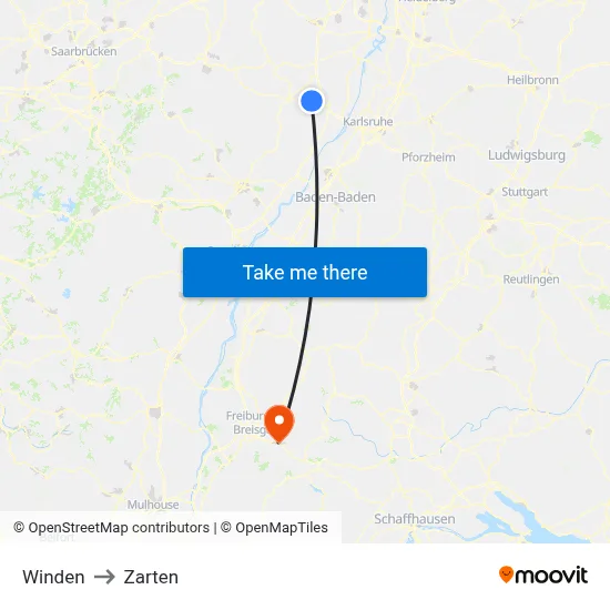 Winden to Zarten map