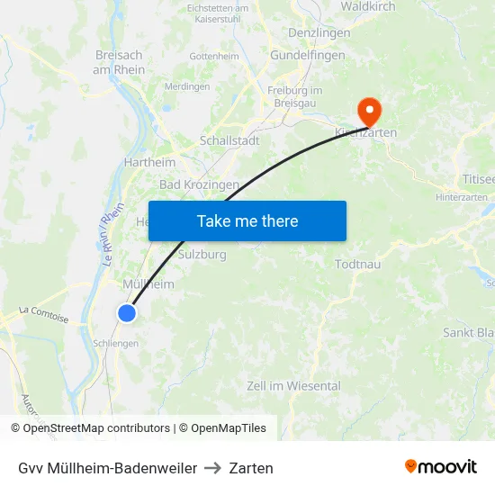 Gvv Müllheim-Badenweiler to Zarten map