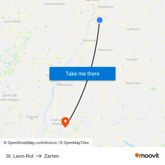 St. Leon-Rot to Zarten map