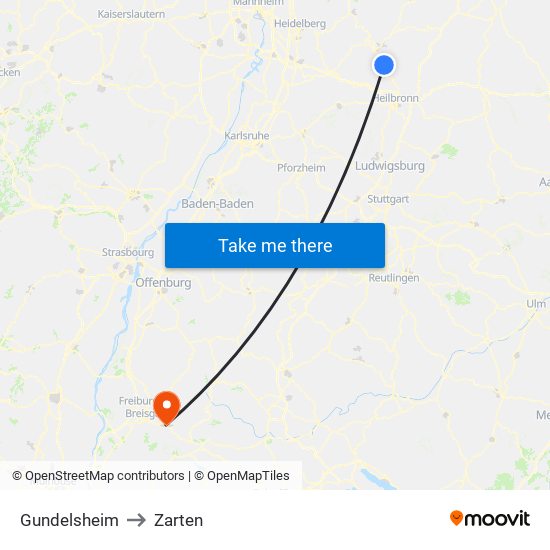 Gundelsheim to Zarten map