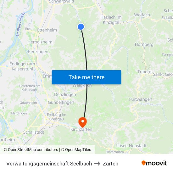 Verwaltungsgemeinschaft Seelbach to Zarten map