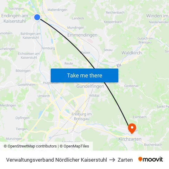 Verwaltungsverband Nördlicher Kaiserstuhl to Zarten map