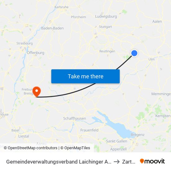 Gemeindeverwaltungsverband Laichinger Alb to Zarten map