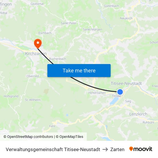 Verwaltungsgemeinschaft Titisee-Neustadt to Zarten map