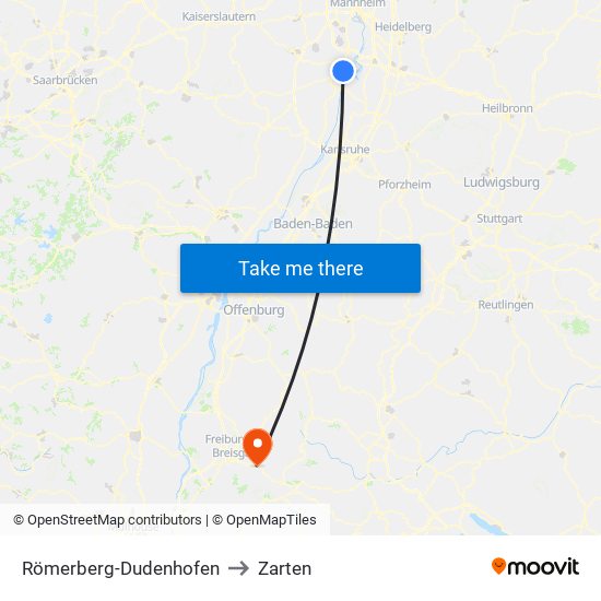 Römerberg-Dudenhofen to Zarten map