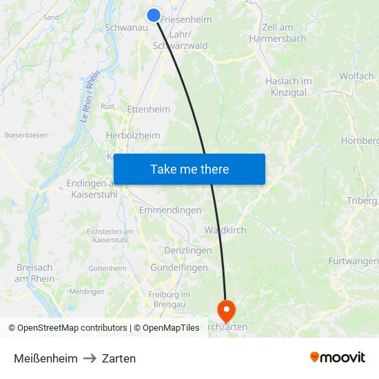 Meißenheim to Zarten map