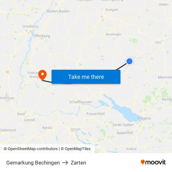 Gemarkung Bechingen to Zarten map