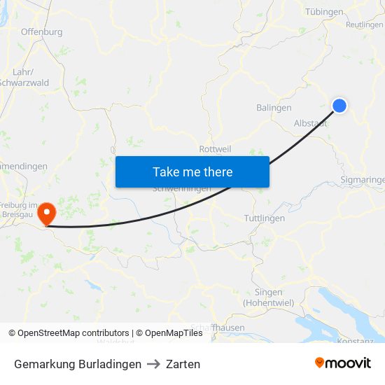 Gemarkung Burladingen to Zarten map