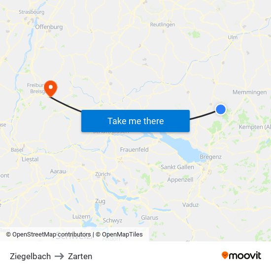 Ziegelbach to Zarten map