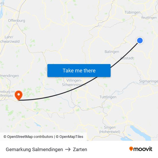 Gemarkung Salmendingen to Zarten map