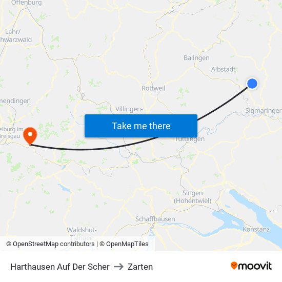 Harthausen Auf Der Scher to Zarten map
