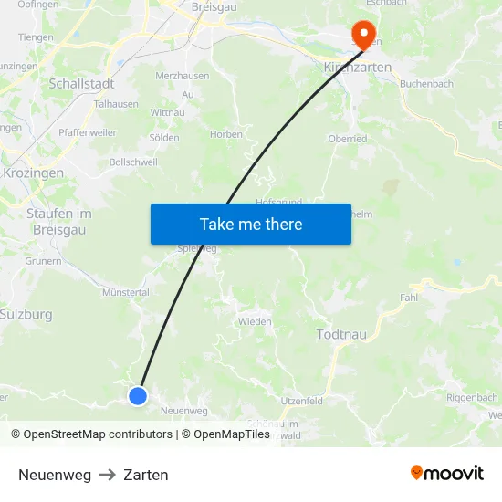 Neuenweg to Zarten map