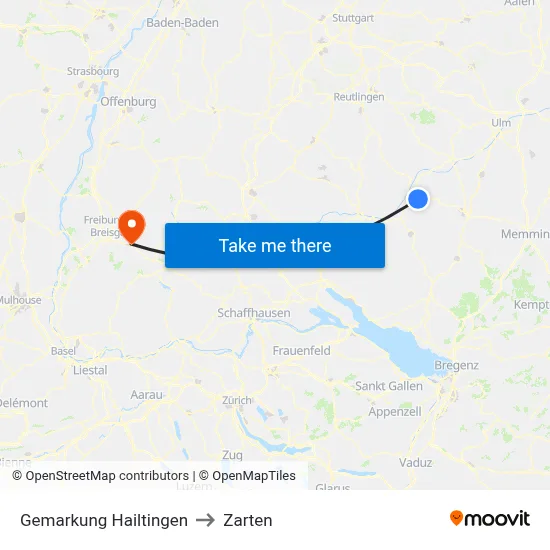 Gemarkung Hailtingen to Zarten map