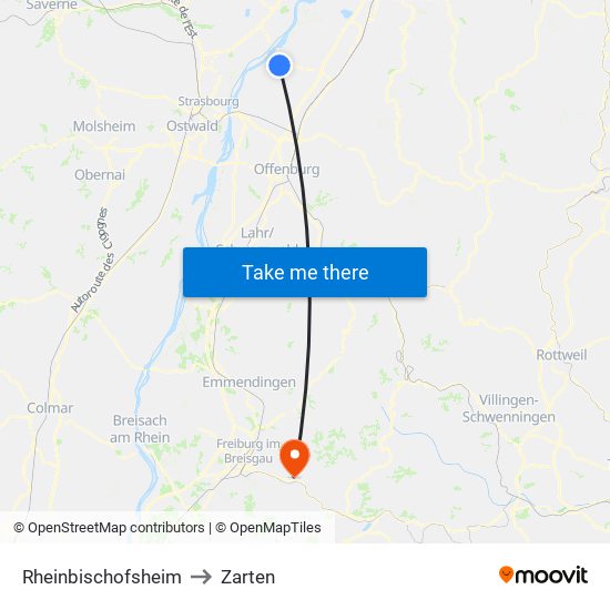 Rheinbischofsheim to Zarten map