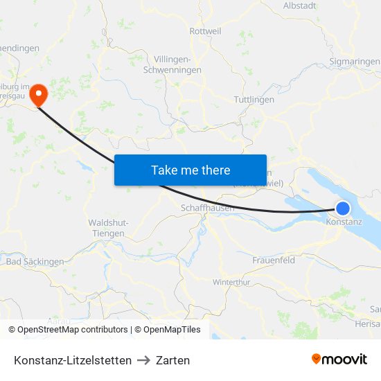 Konstanz-Litzelstetten to Zarten map