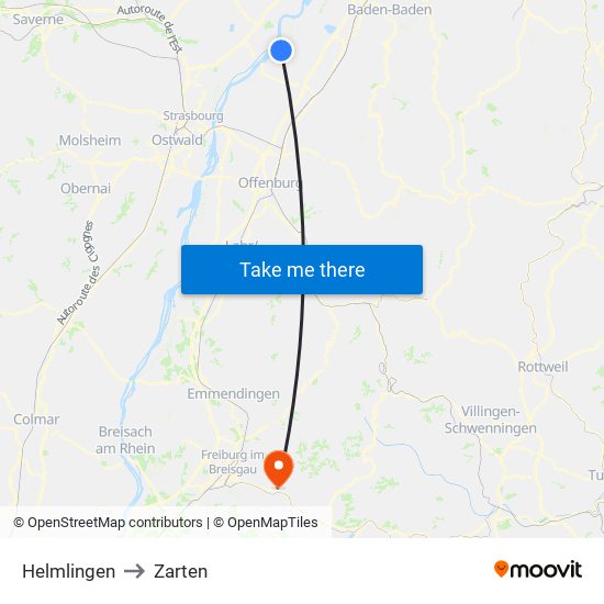 Helmlingen to Zarten map