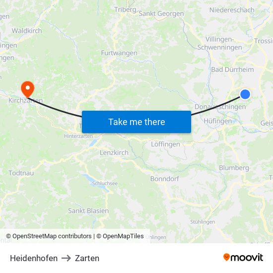 Heidenhofen to Zarten map