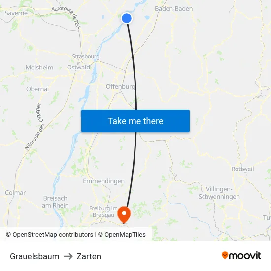 Grauelsbaum to Zarten map