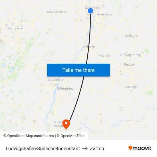 Ludwigshafen-Südliche-Innenstadt to Zarten map