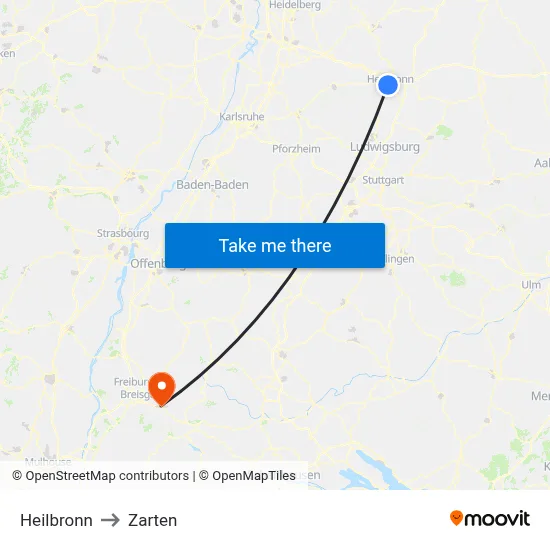 Heilbronn to Zarten map
