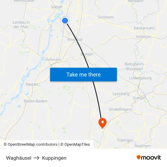 Waghäusel to Kuppingen map