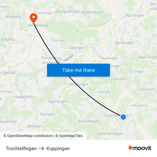Trochtelfingen to Kuppingen map