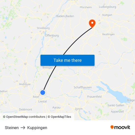 Steinen to Kuppingen map