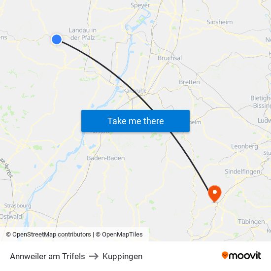 Annweiler am Trifels to Kuppingen map
