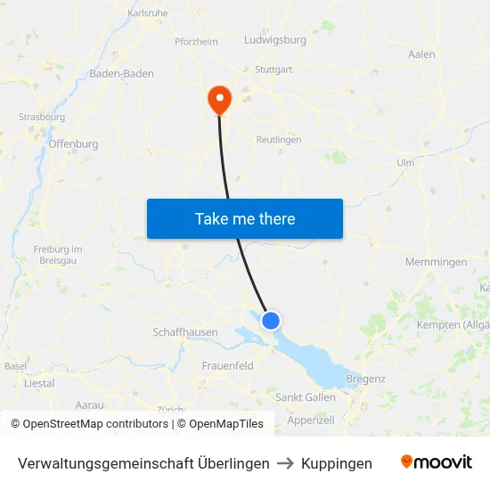Verwaltungsgemeinschaft Überlingen to Kuppingen map