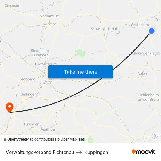 Verwaltungsverband Fichtenau to Kuppingen map