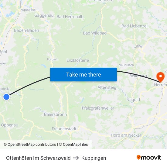 Ottenhöfen Im Schwarzwald to Kuppingen map