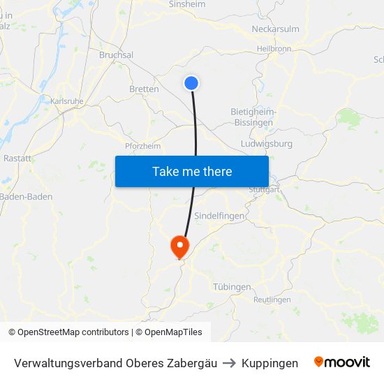 Verwaltungsverband Oberes Zabergäu to Kuppingen map