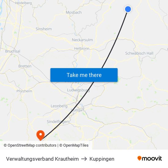 Verwaltungsverband Krautheim to Kuppingen map