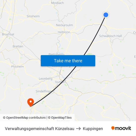 Verwaltungsgemeinschaft Künzelsau to Kuppingen map