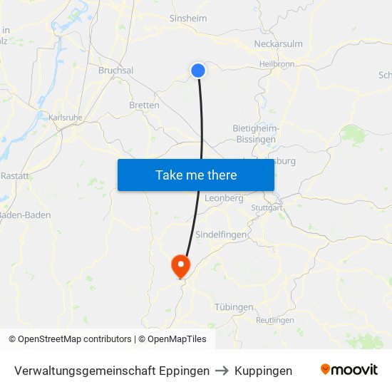 Verwaltungsgemeinschaft Eppingen to Kuppingen map