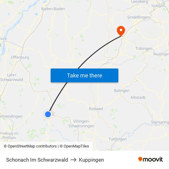 Schonach Im Schwarzwald to Kuppingen map