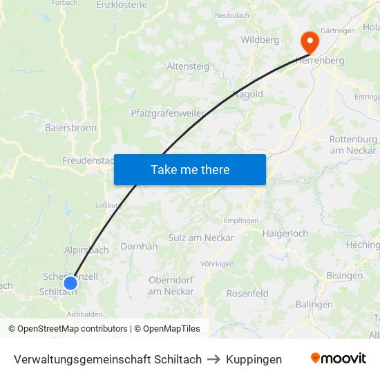 Verwaltungsgemeinschaft Schiltach to Kuppingen map