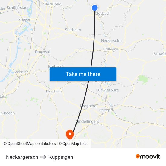 Neckargerach to Kuppingen map