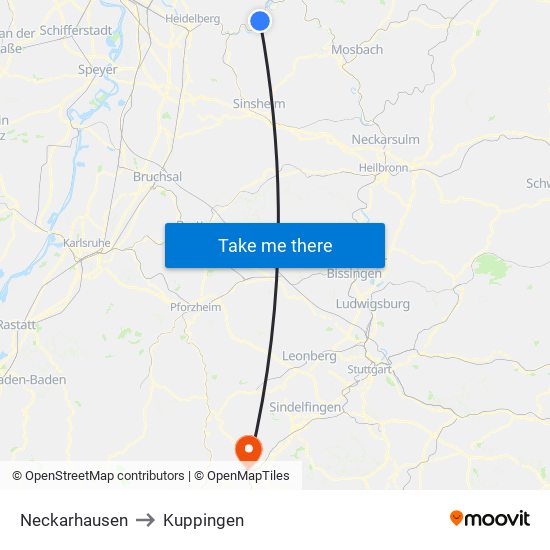 Neckarhausen to Kuppingen map